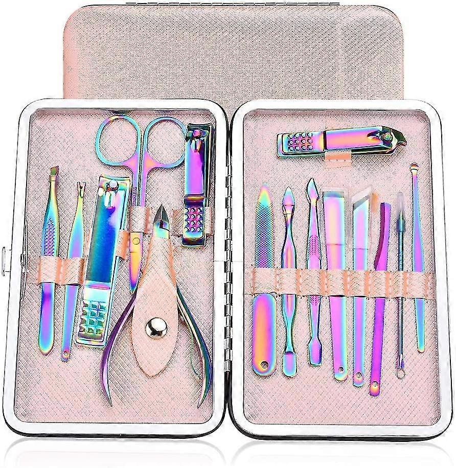 15 قطعة مسمار المقصات، قوس قزح لون أظافر المقصات مانيكير مجموعة أدوات باديكير