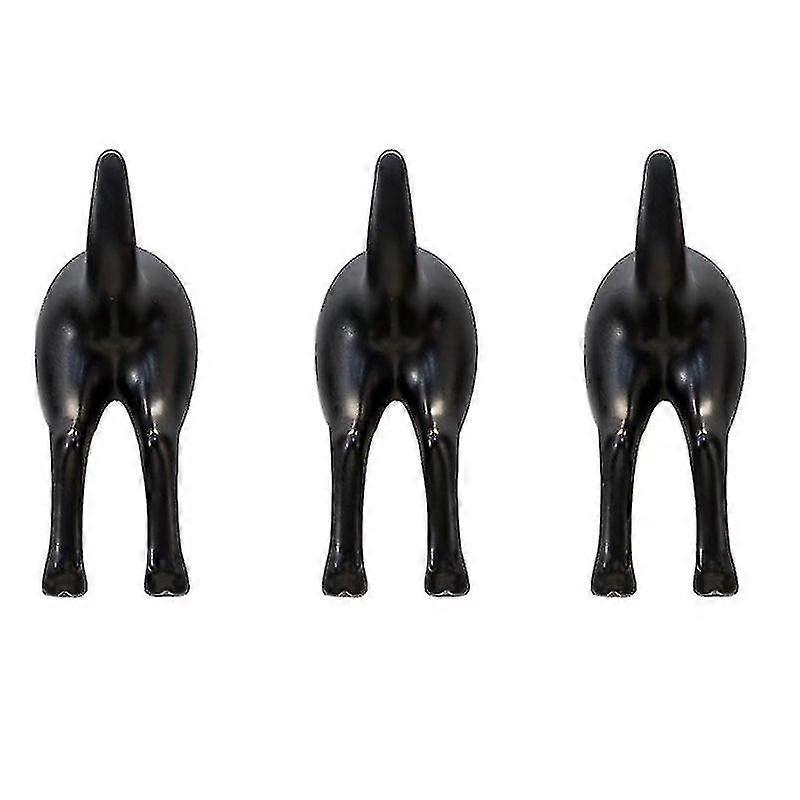 Dog Tail Hook For Wall Mount (black-3pcs)