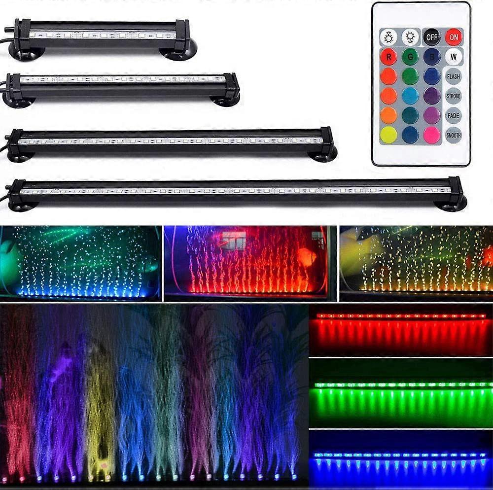 SUNICOL LED Aquarium Light IP68 Waterproof RGB Air Stone Light with Remote controller for Fish Tank (46CM)