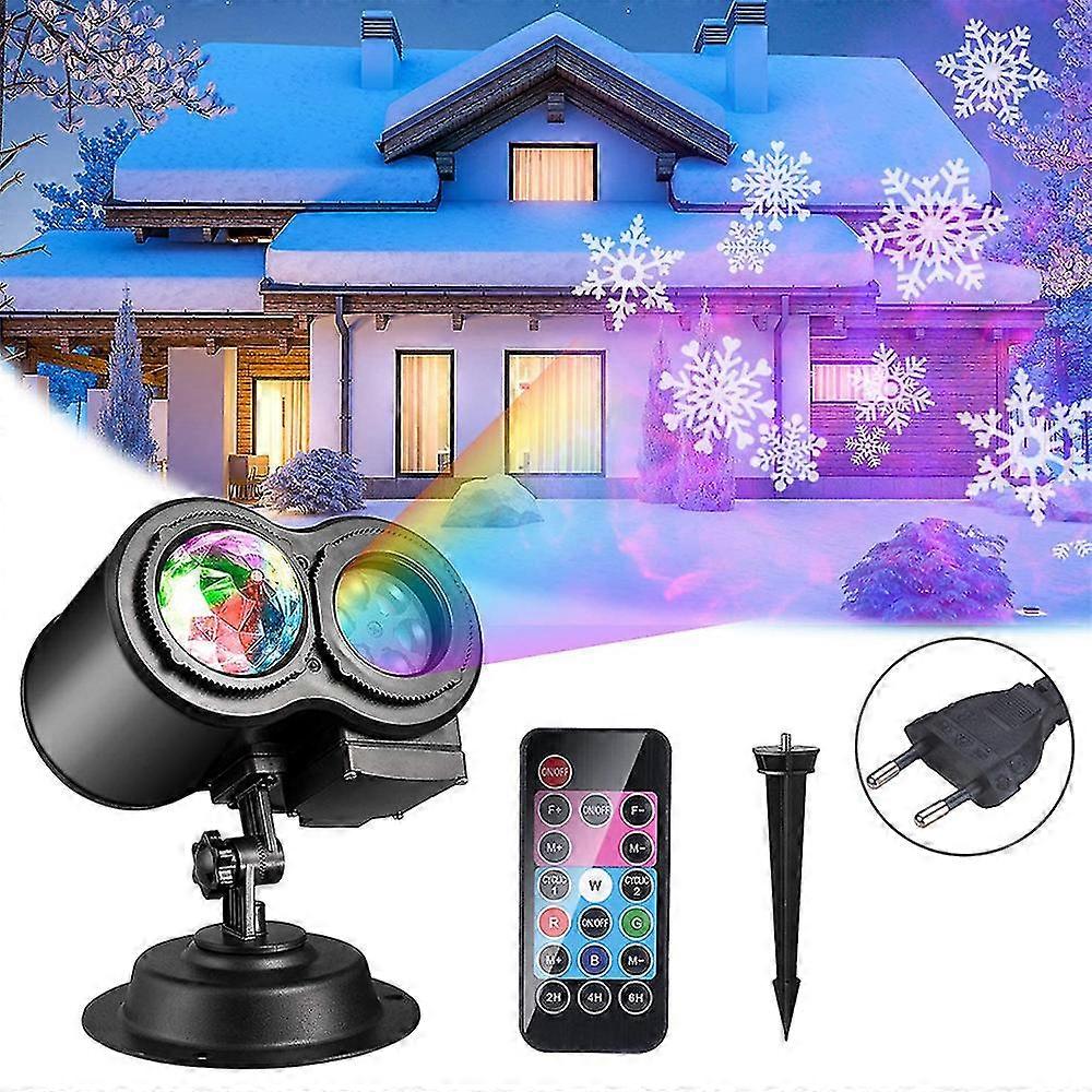 Christmas Projector Lights 2-in-1 Moving Patterns Led Landscape Lights Waterproof Outdoor Indoor Xmas Theme Party Yard Garden Decorations, 16 Slides 1