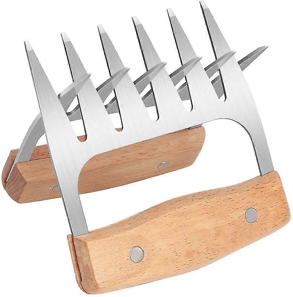 Pulled Pork Claws, Meat Claws With Blades Wooden Handle, 2pcs/pack