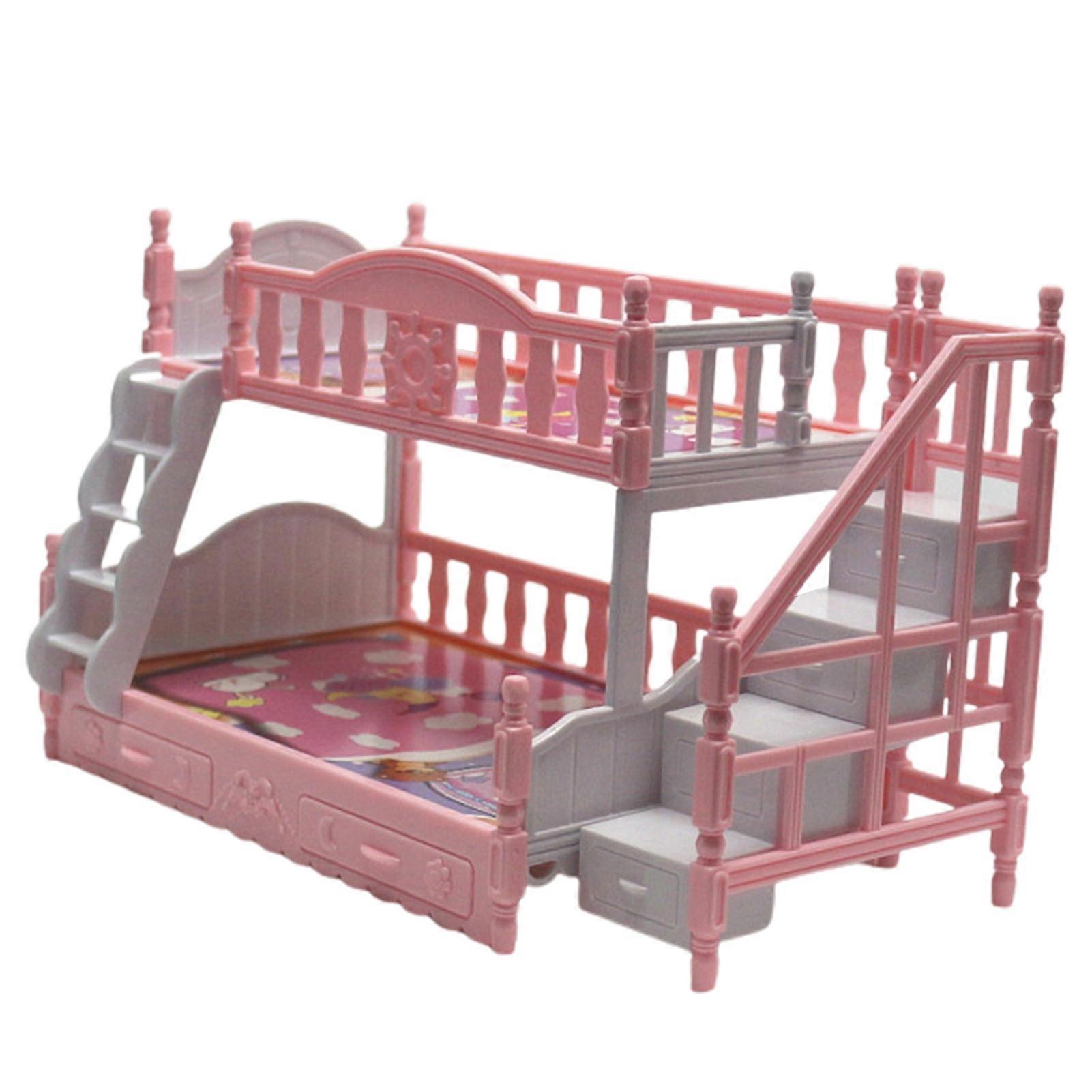 Pretend Play Toy Fun Realistic Plastic Cute Doll House Furniture Bunk Bed for Girls KAESI KAESI