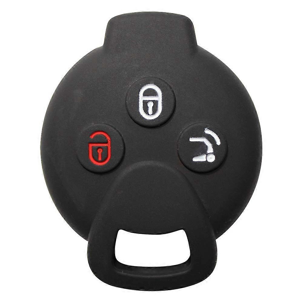 Silicone Car Key Case for SMART 451 FORTWO FORFOUR ROADSTER 3 Button Remote Car Key (Black)