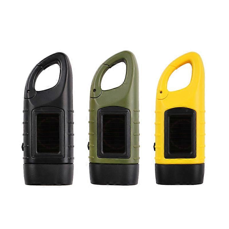 3Pack Hand Crank Solar Powered Flashlight, Emergency Rechargeable LED Flashlight, Survival Flashlight, Quick Snap Carbiner Dynamo Flashlight Torch fo