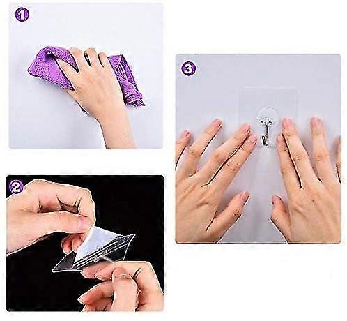 Towel Rack Hooks Kitchen Hooks Transparent Adhesive Hooks Wall Mounted, Waterproof (6 Pack)