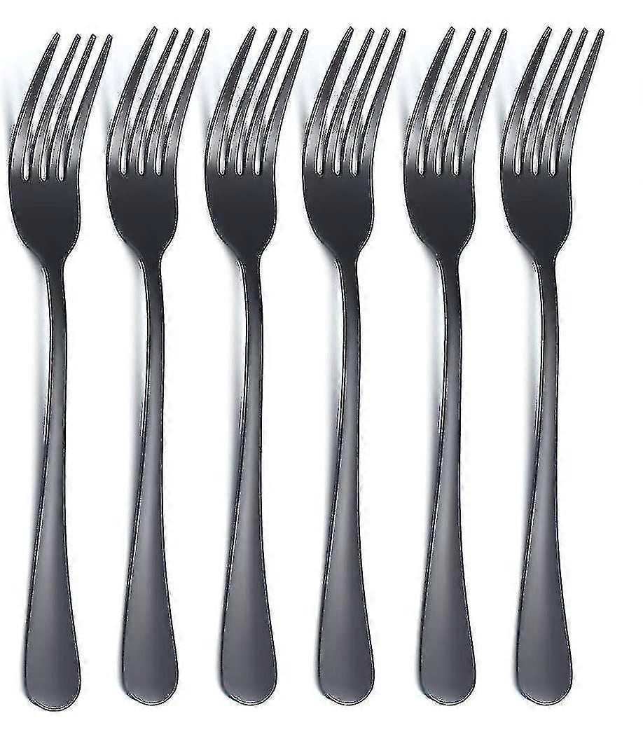 Garfo de jantar preto 6 Pcs, aço inoxidável 8,17 polegadas de titânio talheres