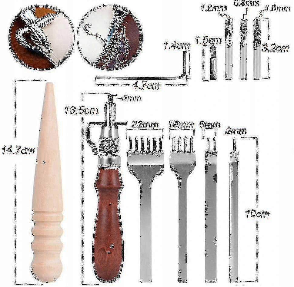 Leather Craft Tool Set Stainless Steel Hole Chisel Graving Stitching Punch Tools Kit