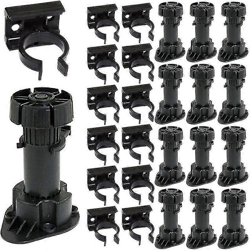 Set Of 12 Adjustable Legs For Furniture Feet For Plastic Cabinet With Base Clip - Height 120 To 150mm