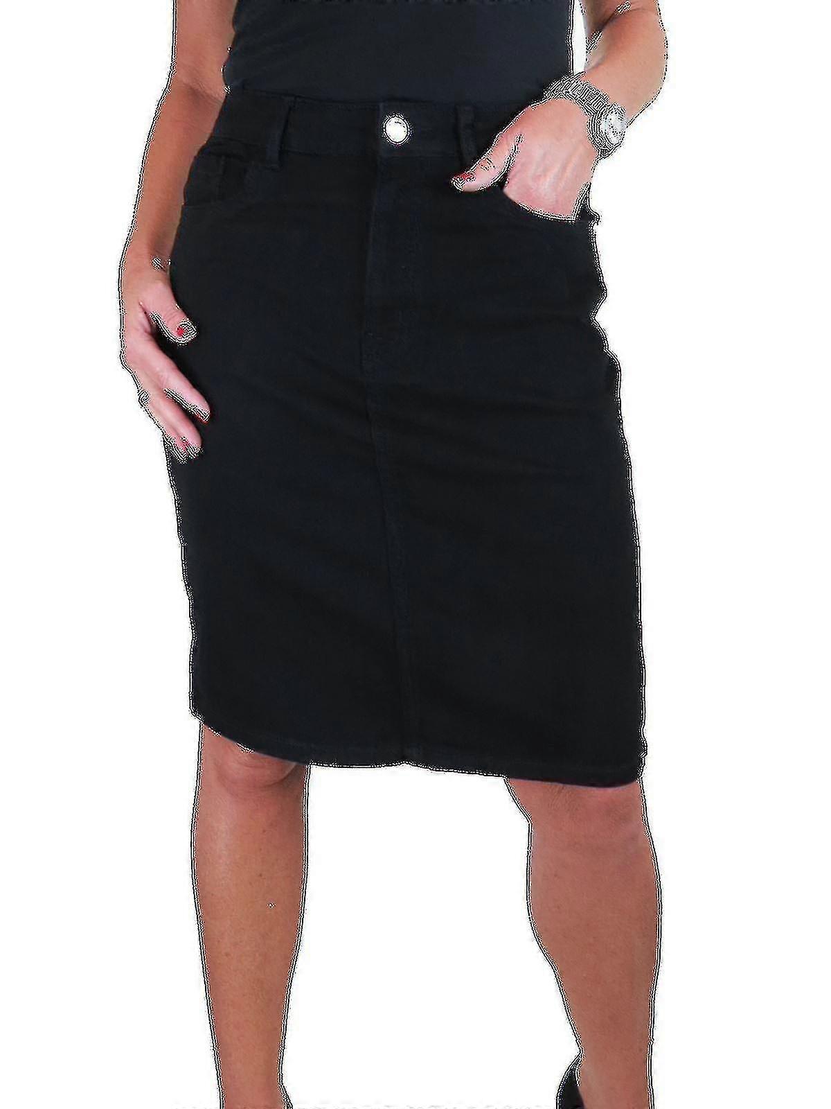 Mujer Knee Length Stretch Denim Pencil Skirt
