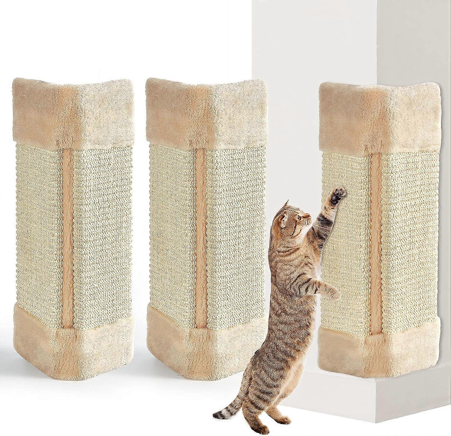 3 Pack Corner Pet Scratch Pad Mounted Corner Wall Cat Scratcher Hanging Sisal Cat Scratch Pad Vertical Anti Scratching Cat Wall Protector with Wall Fi