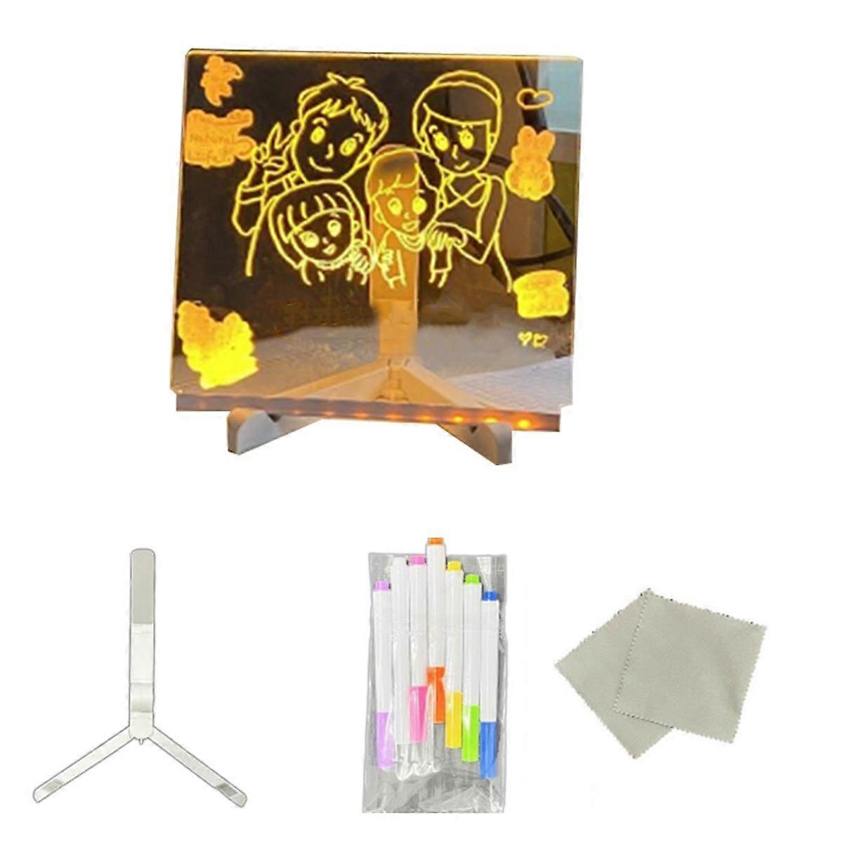 Colorful 7 Colors LED Dry-Erase Note Board Acrylic Message Board with Stand USB Power Rewritable Ni