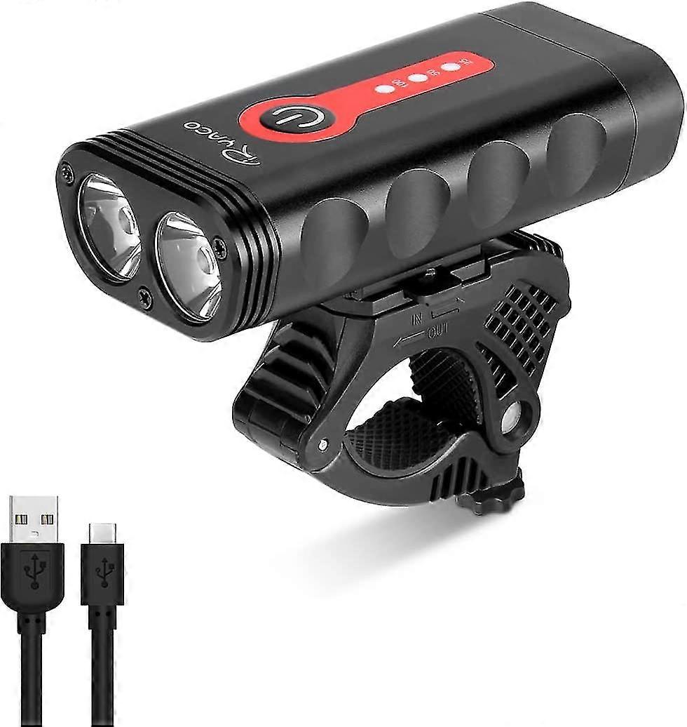 Bike Light, Powerful 2400 Lumens, 4400mah, Bicycle Light Front Light Usb Rechargeable Led Headlight Lamp, 4 Light Modes, Waterproof Ip65 For Camping