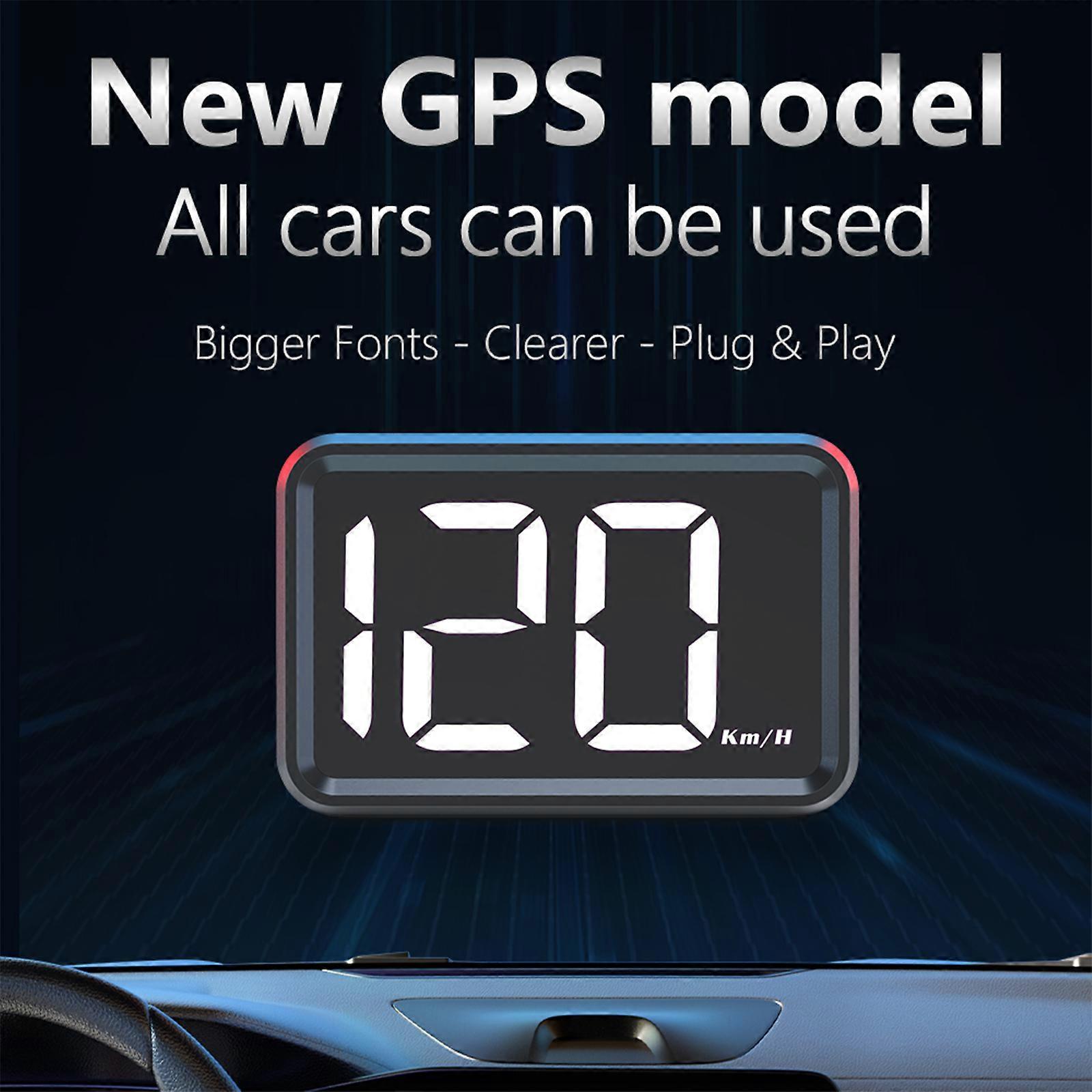 x1 GPS head-up display (style 1 white text display unit MPH) plug and play / large screen HD display / accurate speed display