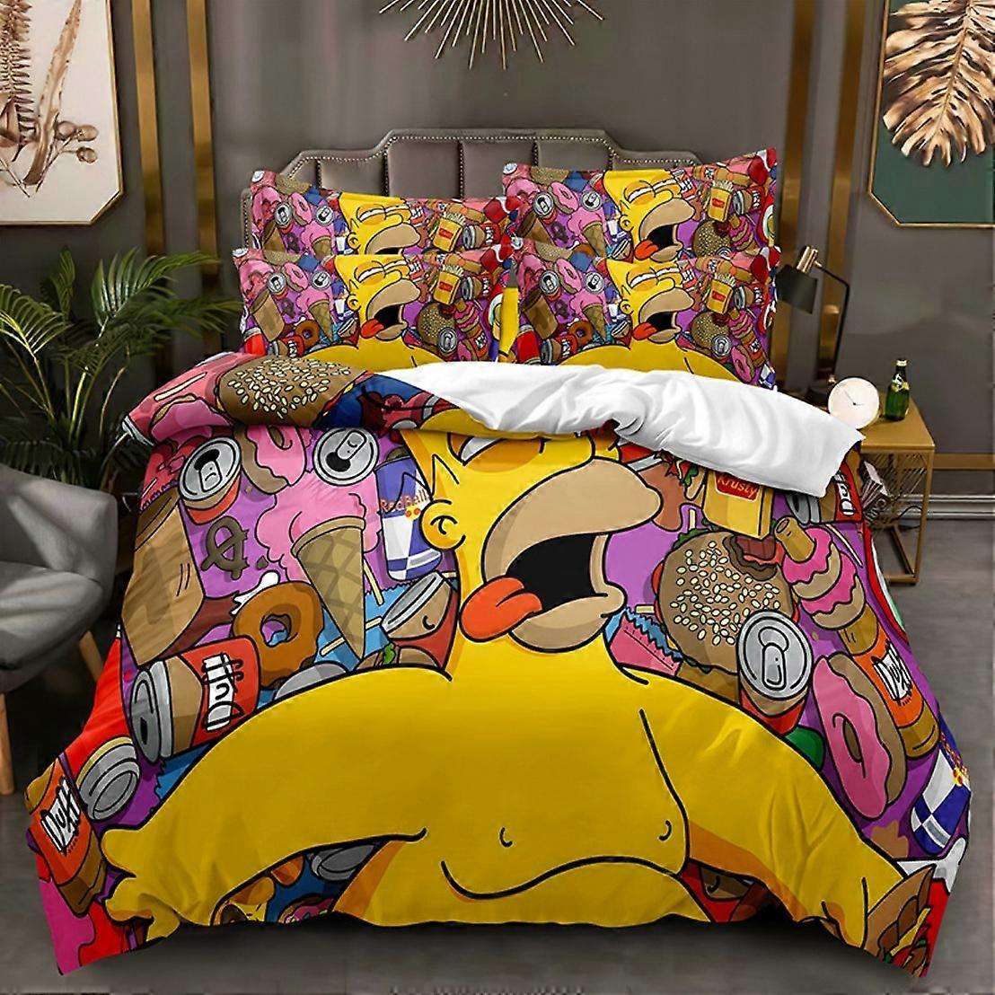 y811 Lençóis Dos Desenhos Animados Anime Conjunto de Cama Os Simpsons Capa de Edredão Capa de Colcha Infantil Single/Duplo/Rainha/Rei Decoração Do Quarto Lençóis vvb811