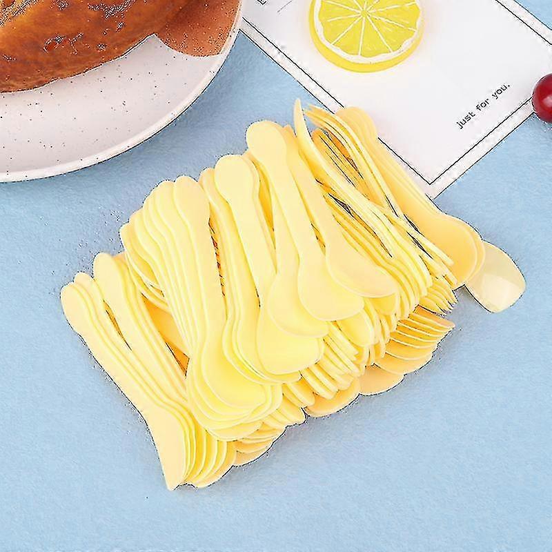 100pcs Mini Plastic Spoons Flatware Spoons For Jelly Ice Cream Dessert Spoons