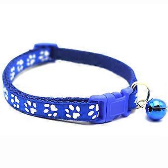 Reflective Adjustable Pet Collar with Safety Buckle and Bell for Dogs and Cats in Royal Blue
