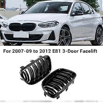 thumbnail image 2 of Gloss Black Dual Slats Front Kidney Grille Set For BMW 1 Series E81 E82 E87 E88 (Facelift Models) 2 of 2