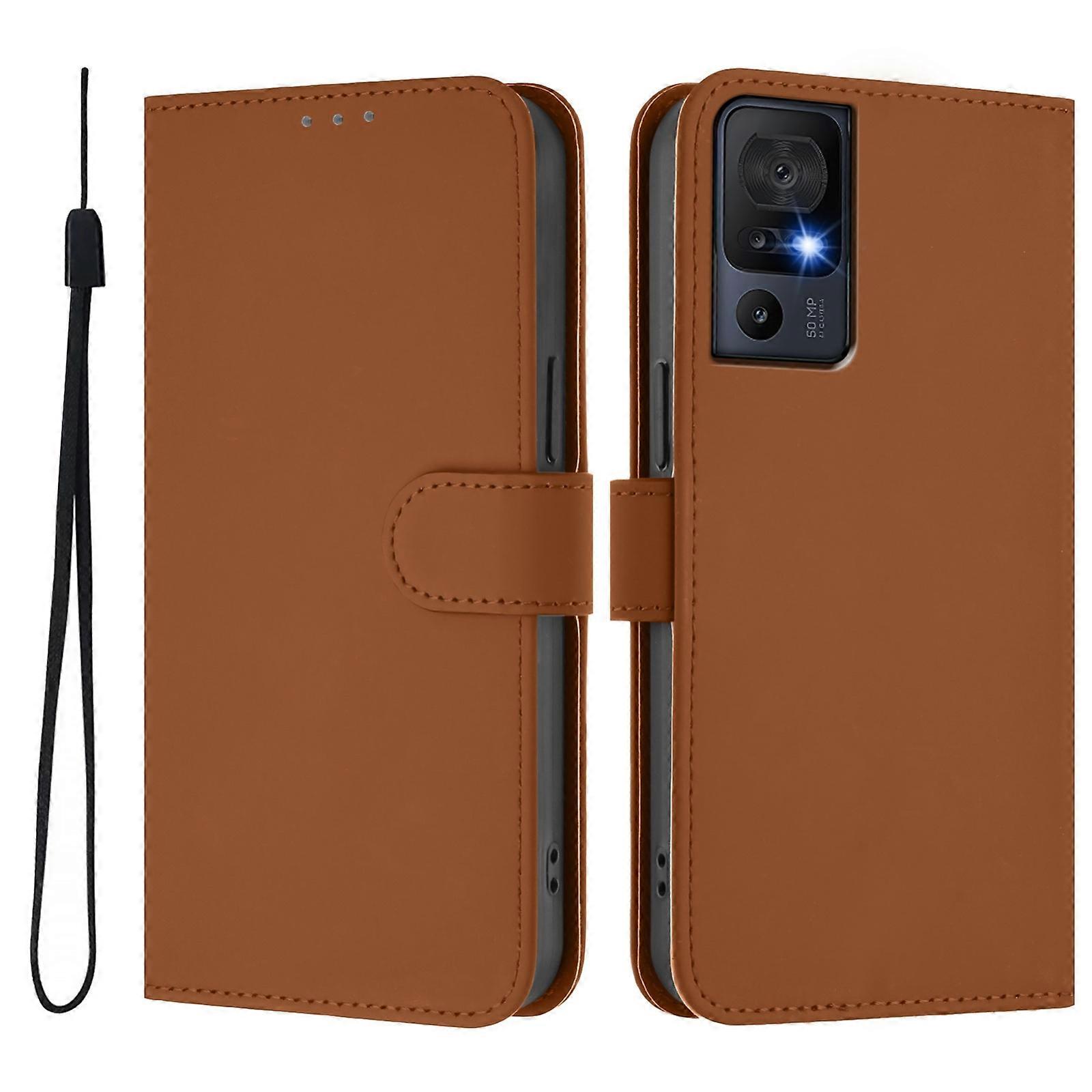Solid Color PU Case For TCL 40 SE