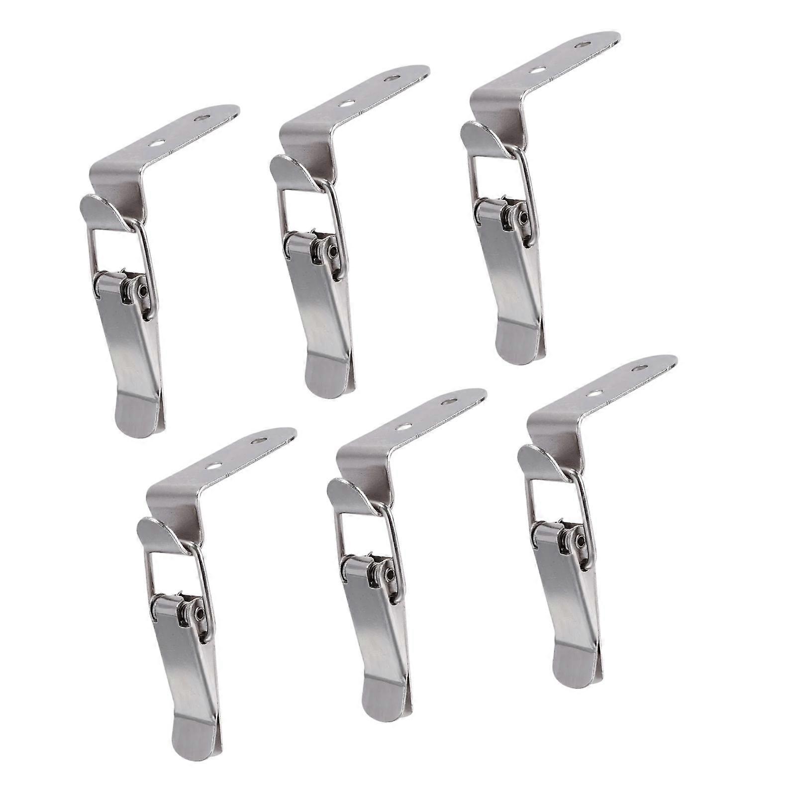 6Pcs 90 Degree Buckle Hook Lock Bolt Spring Toggle Lock with Clasp Latch Catches Hasp Clamp for Closet Drawer Cabinet Door Box