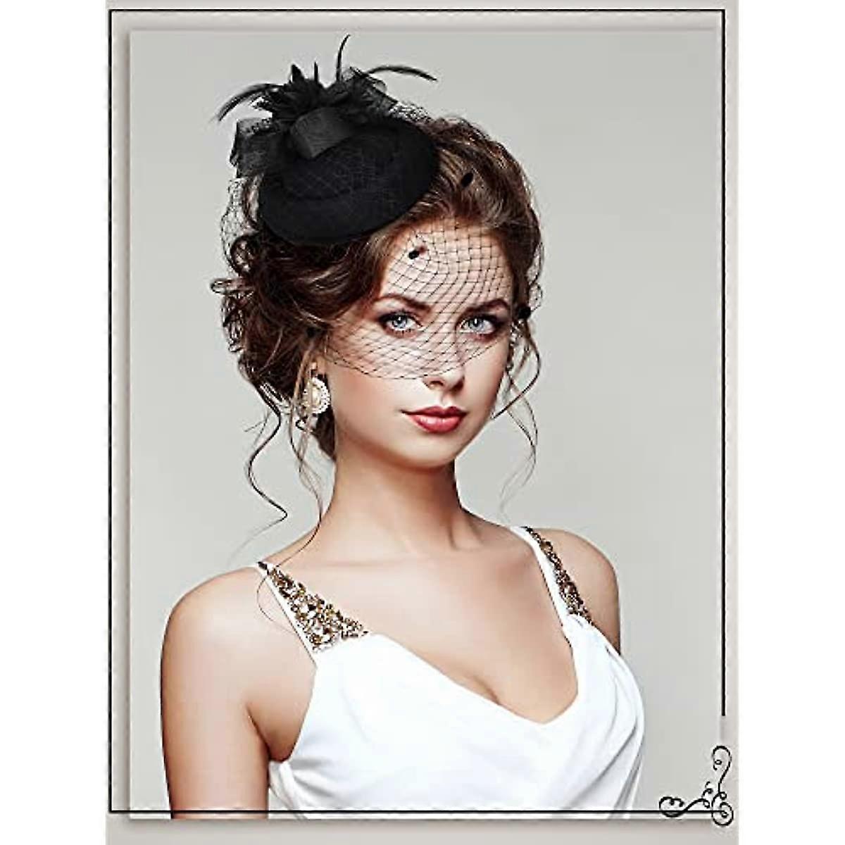 Chuangdi Pillbox Fascinator Hat for Women Tea Party Hat 