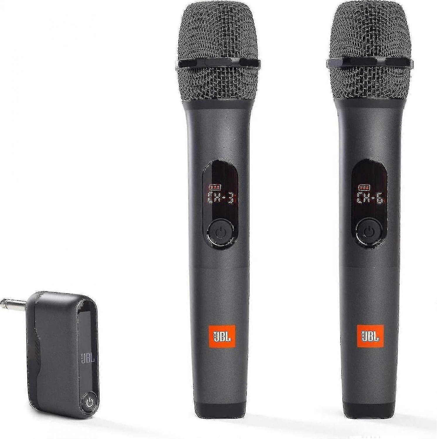 Sistema wireless a due microfoni con ricevitore a doppio canale, nero