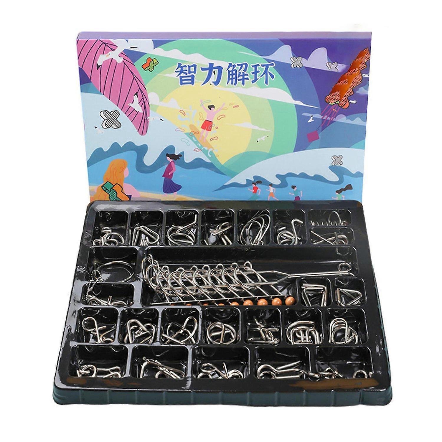 20/25/30/32/40Pcs/Set Metal Puzzle Ring Brain Teaser 3D Wire Puzzle Game Kids Adults Mind Logic IQ