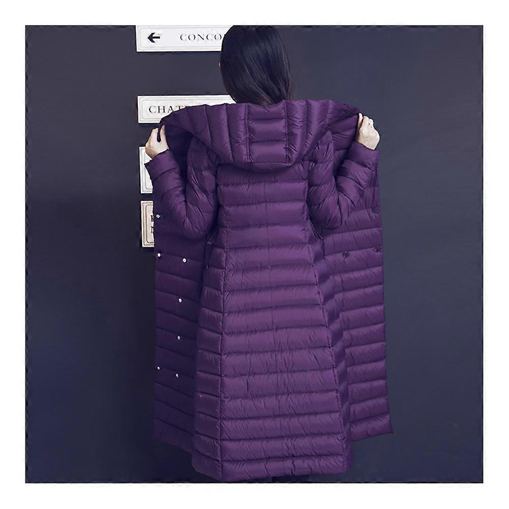 Vinter ner kappa kvinna vit svan ner tjock lång