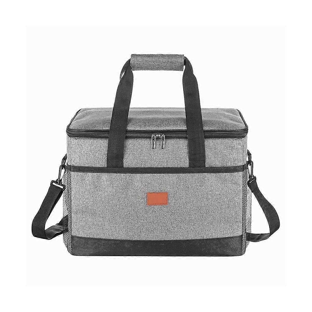 33l Portable Insulated Thermal Cooler Lunch Box Bag For Work & Student Picnic Bag Car Ice Pack, 1pcs, Gray