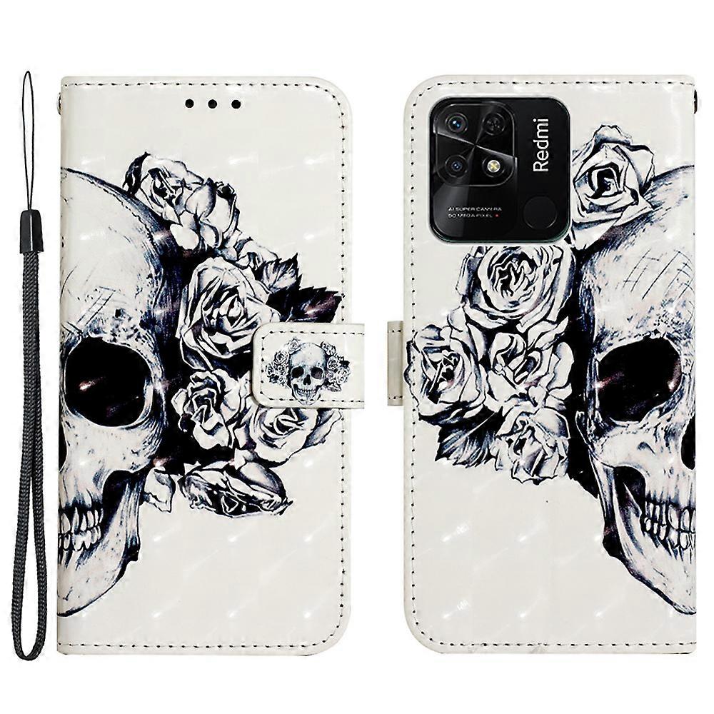 Pattern Printing PU Leather Case For Xiaomi Redmi 10C 4G, Anti-scratch Drop-proof 3D Pattern Stand Shell with Wallet