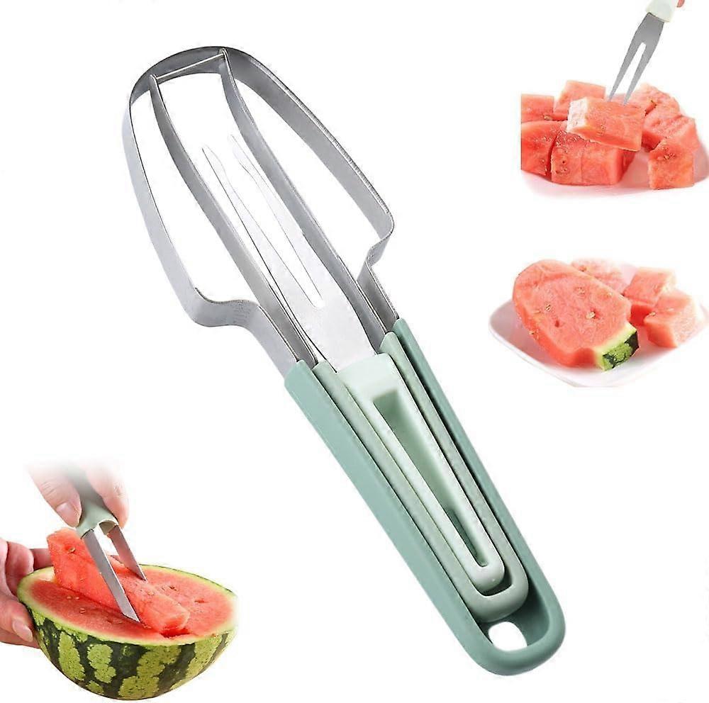 3-in-1 Watermelon Fork Slicer Cutter, 2024 New Stainless Steel Watermelon Popsicle Cutter Slicer Tool
