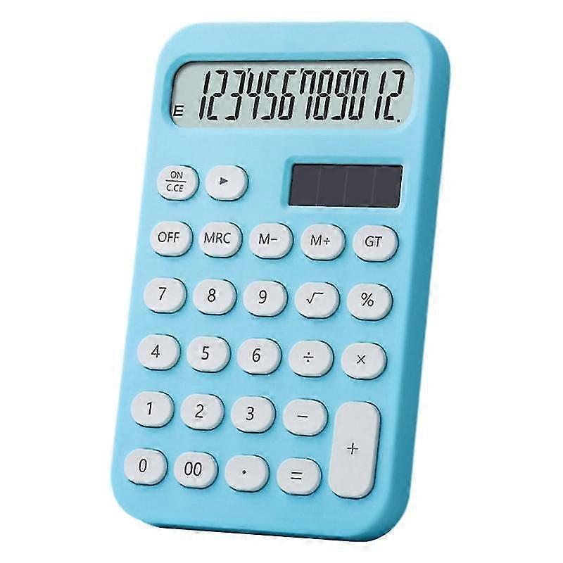 Desktop Calculator Solar Powered Battery Operated 12 Digits Non-slip Oval Buttons Large LCD Display