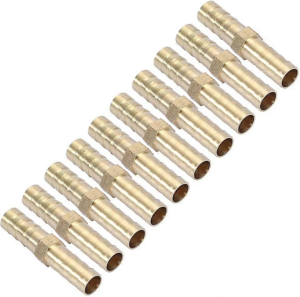 Two Way Straight Pipe Fitting Barbed Brass Connector Tube Connector Junction 8mm 10pcs