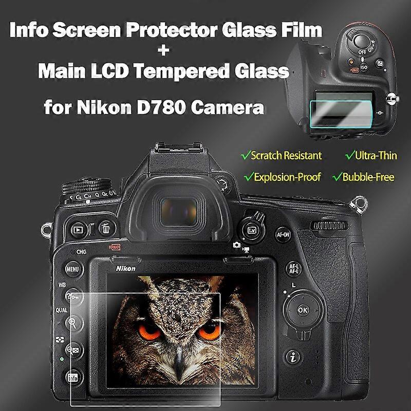 για τη φωτογραφική μηχανή Nikon D780 μετριασμένο γυαλί προστατευτικό αυτοκόλλητο γυαλί κύρια οθόνη LCD + πληροφορίες ταινιών προστατευτικό οθόνης προστατευτικό κάλυμμα προστατευτικά οθόνης