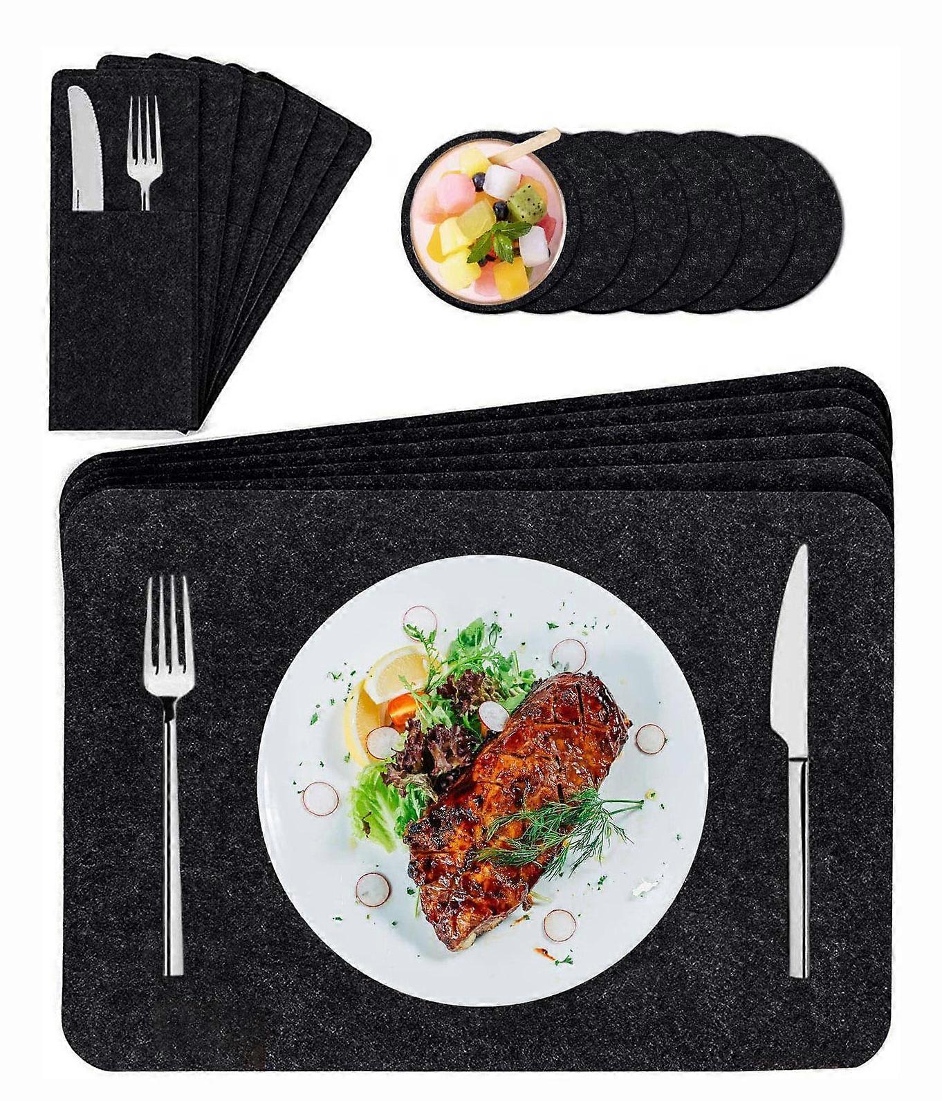 6pcs Πλενόμενο σετ πλακέ τσόχας με σουβέρ 6pcs 6pcs τσάντες μαχαιροπίρουνων