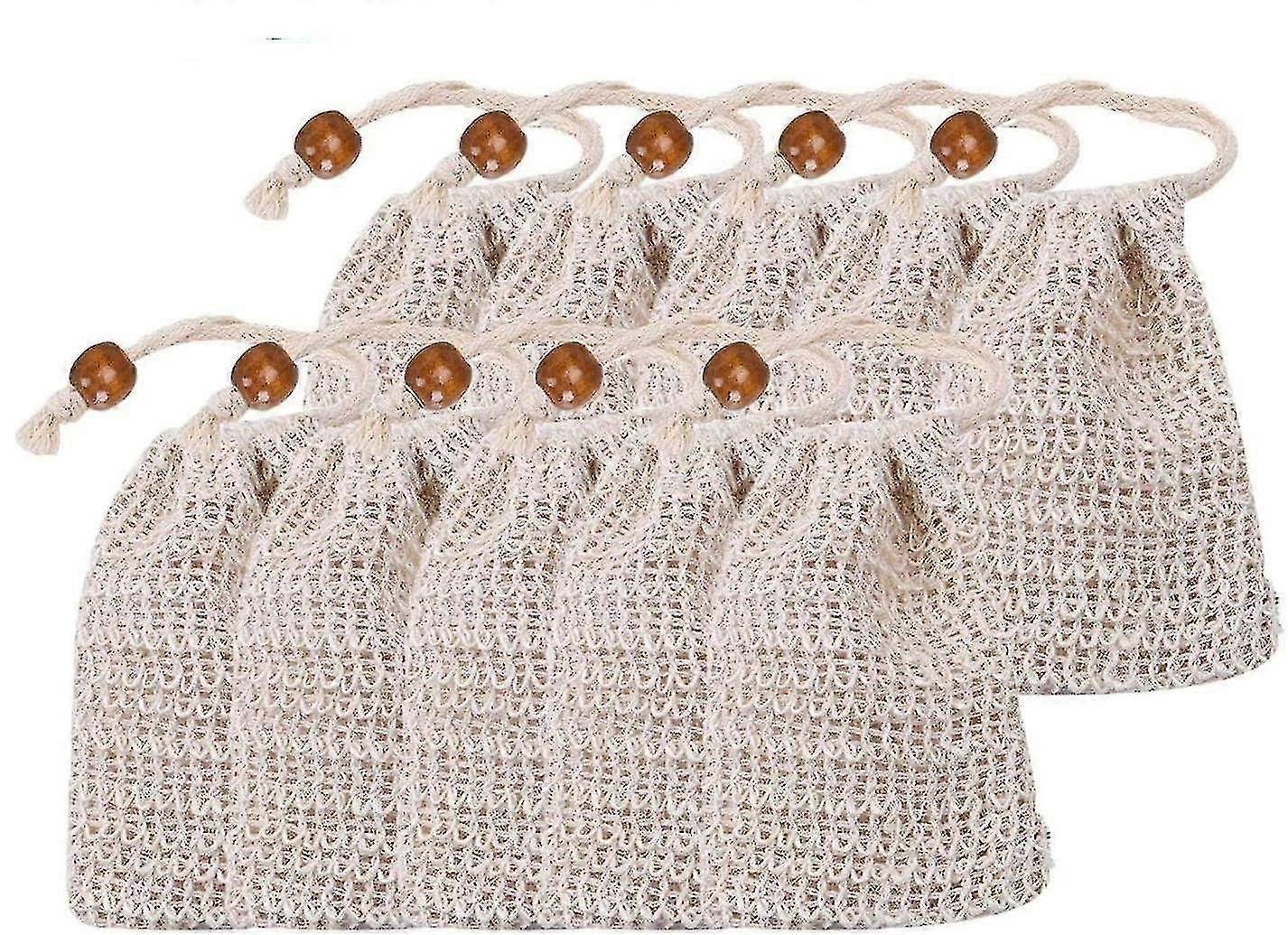 10x13cm Bath Soap Cotton And Linen Rubbing Bag With Drawstring 10 Pieces (b-2-v)