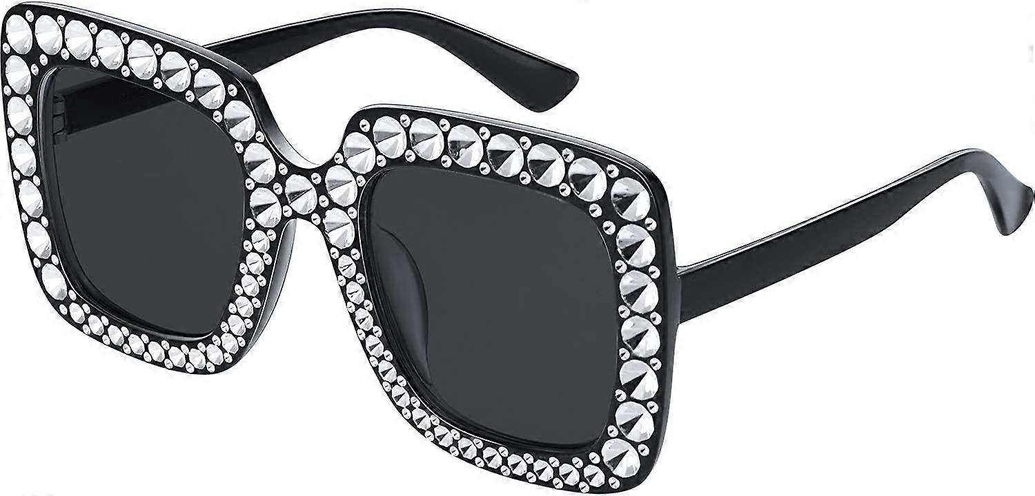 Oversize Square Sparkling Sunglasses Retro Thick Frame Sunglasses
