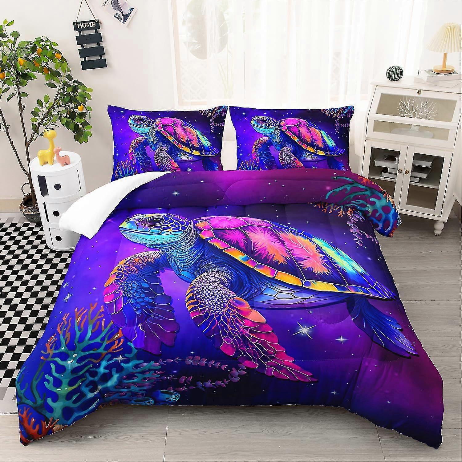 b2467 Lençóis Cama Temática Oceano Cama em Conjunto de Cama de 3 Peças 1 Capa de Colcha e 2 Fronhas Lençóis gb2467