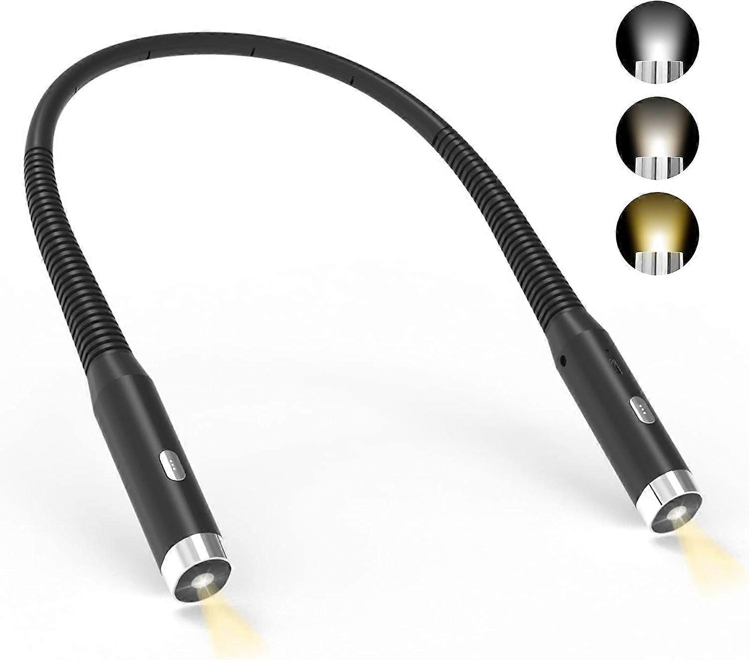 1 Piece Neck Reading Light, Rechargeable Bed Reading Light, Adjustable in 3 Colors and 3 Brightness Levels, 360 Foldable, USB LED Reading Light for Tr