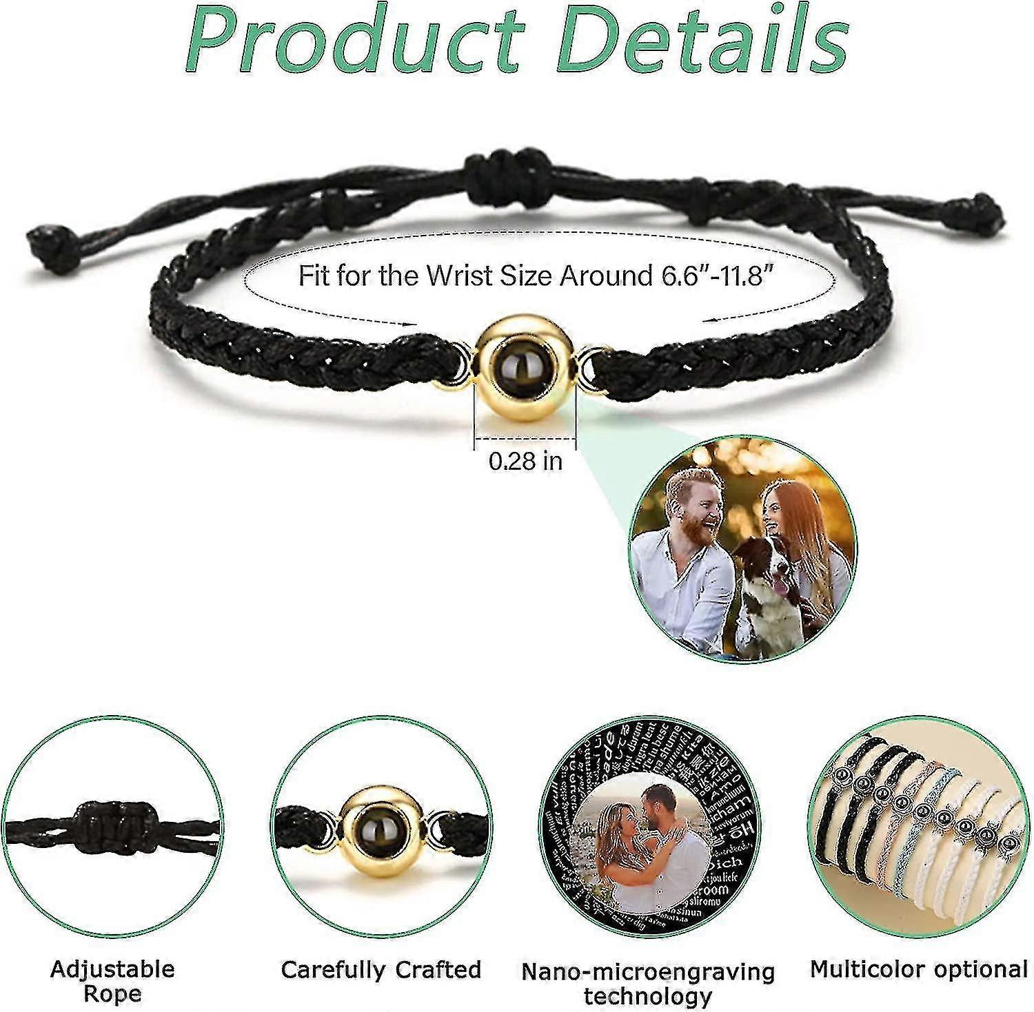 Custom Photo Projection Bracelet - Personalized Picture Inside For Women, Men, Couples, Pets - View #9