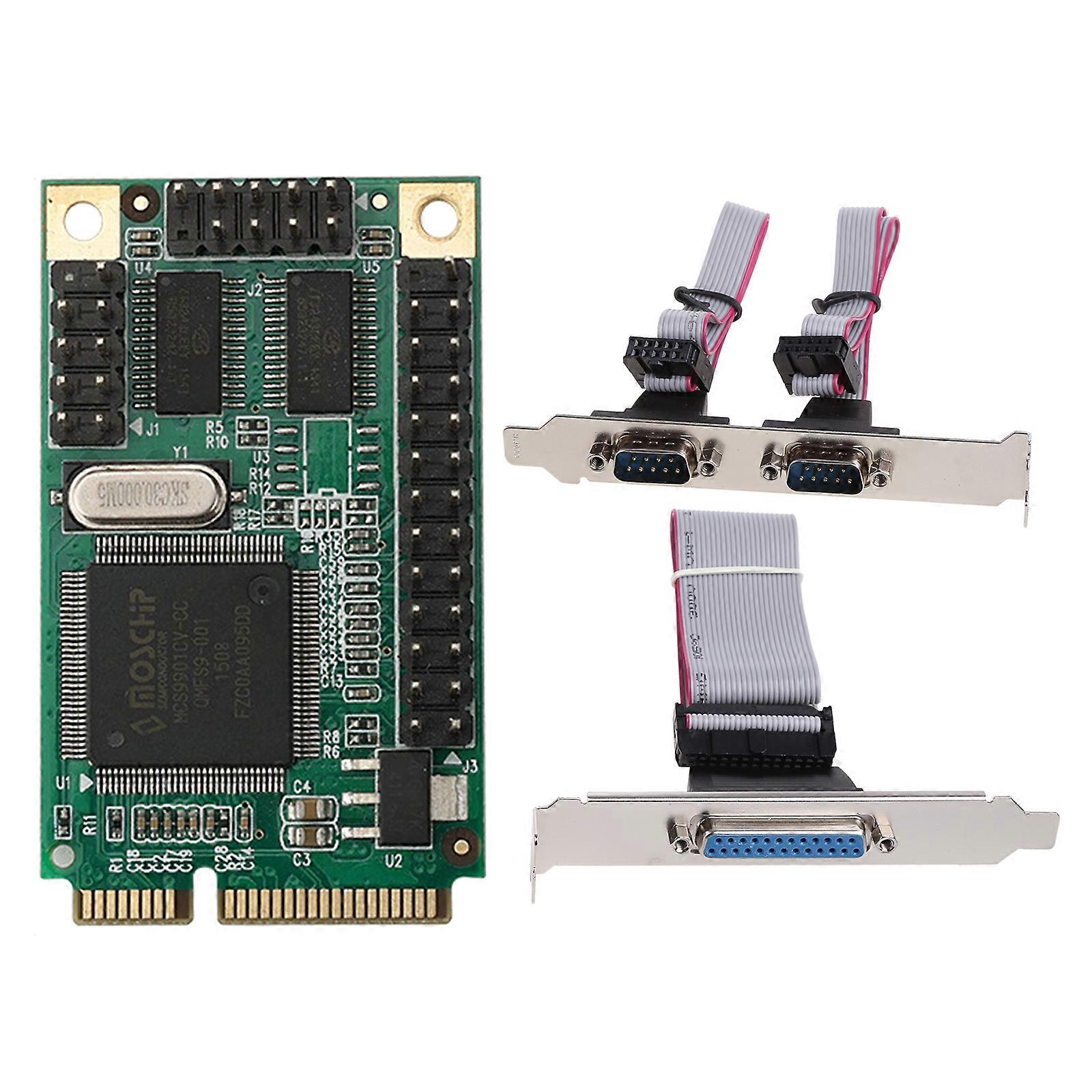 Mini PCIe to RS232 1 Parallel + 2 Serial Ports I/O Controller PCI-e Expansion