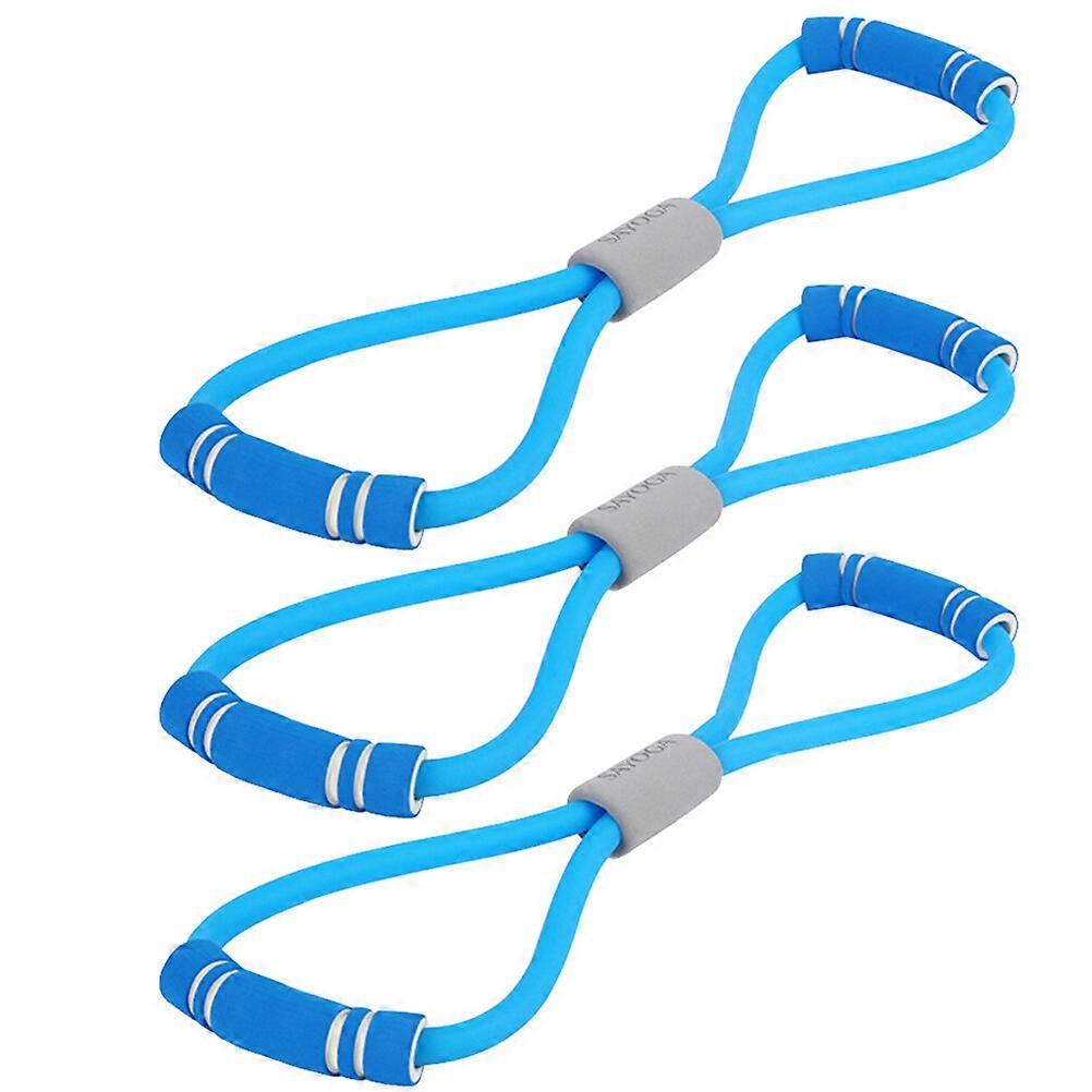 3 Pcs Flat Latex Elastic Resistance Band 8 Shape for Resistance Training Pilates and Physical Therapy (Blue)