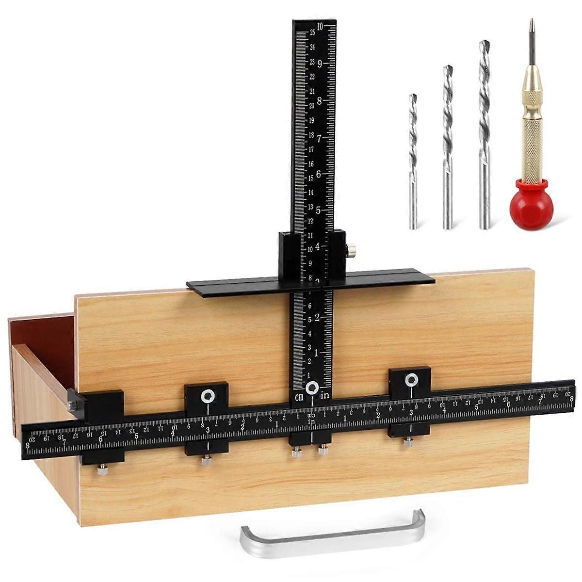 Aluminum Cabinet Hardware Jig,Punch Locator Drill Guide,Wood Drilling Dowelling Guide for Installation of Handles Knobs
