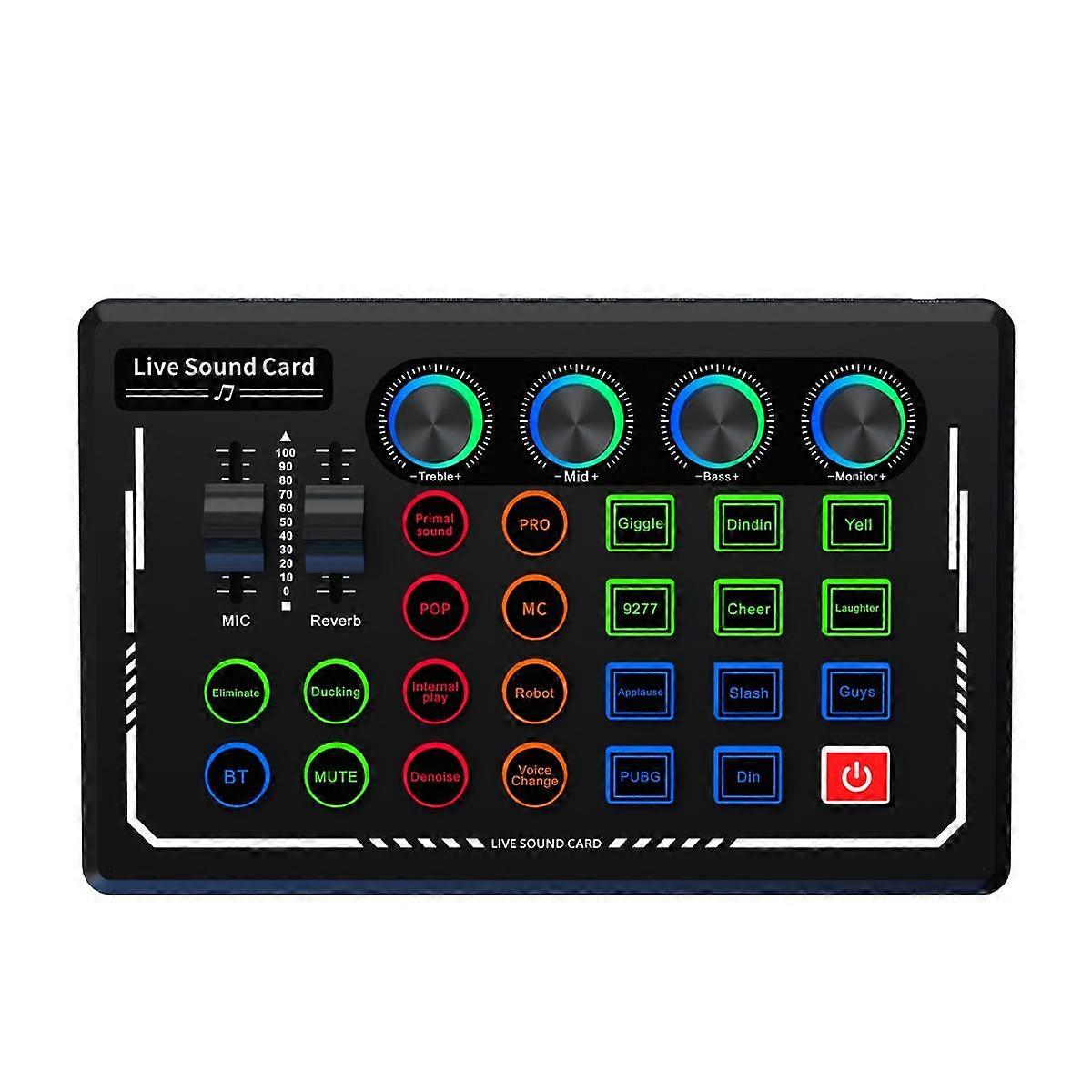 V88 Audio Mixer USB External Sound Card Headset Microphone Live Broadcast Sound Card for Mobile Phone Computer Black