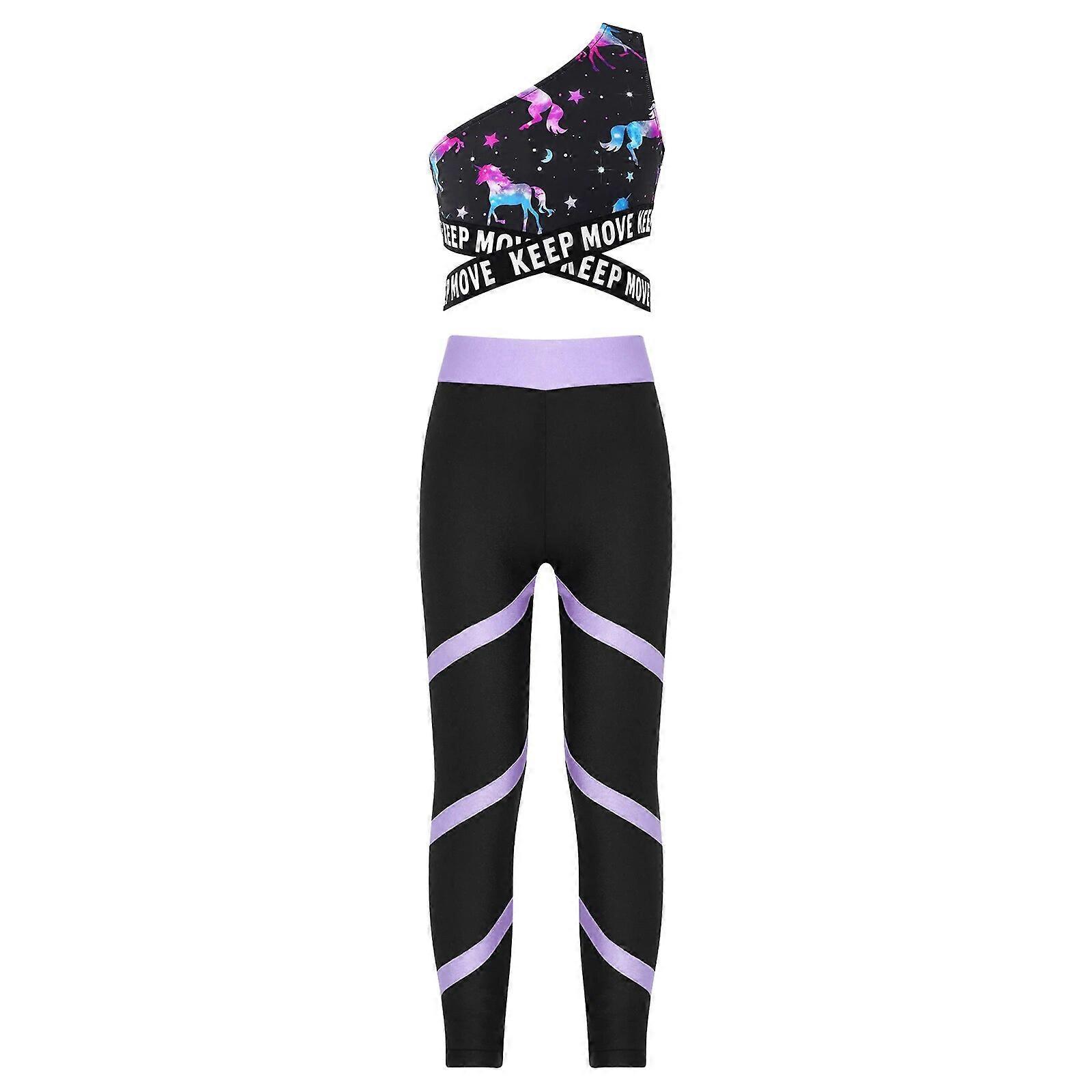 Detské baletné gymnastické oblečenie Dva kusy Detský crop top s nohavicami Súpravy pre dievčatá Cvičenie v telocvični Beh Cvičenie Tanečné oblečenie