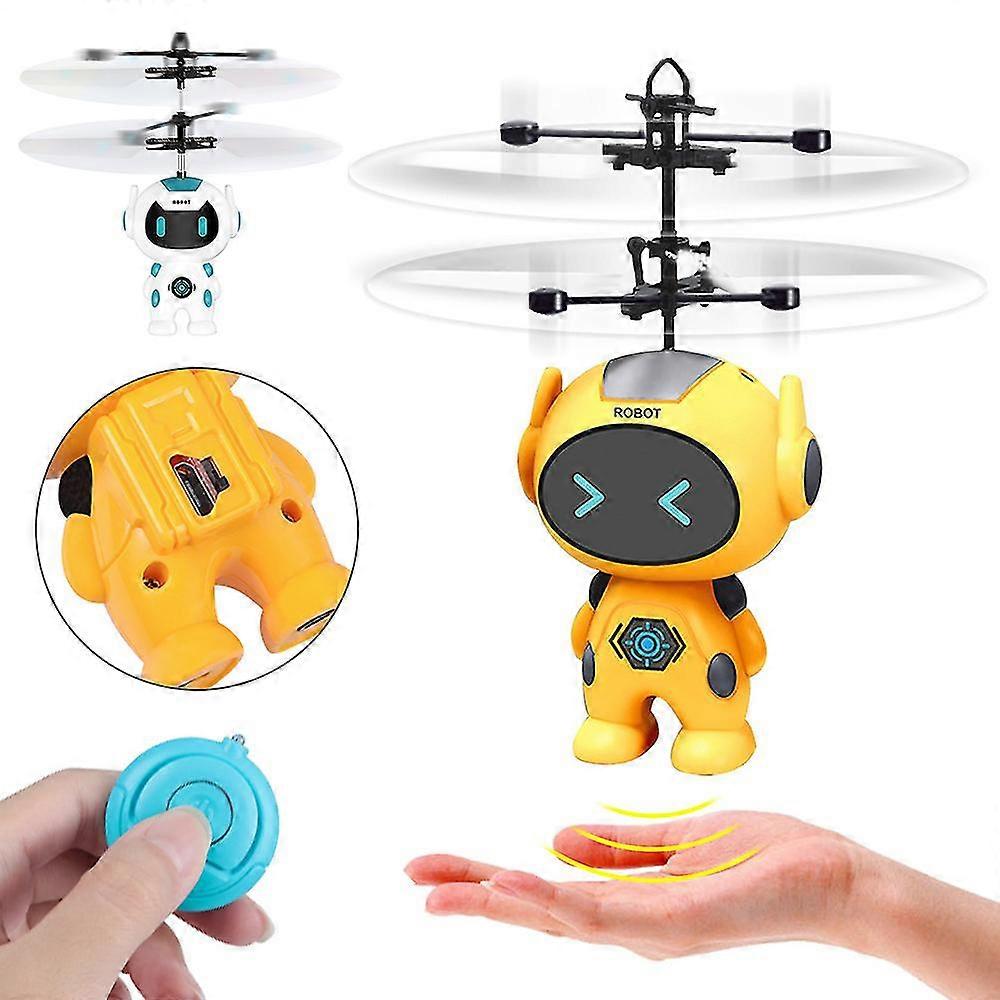 Robot Induction Flying Gyro Helicoptor Toys Gift For Kids, Built-in Colorful Led Robot Drone Toy With Remote Control