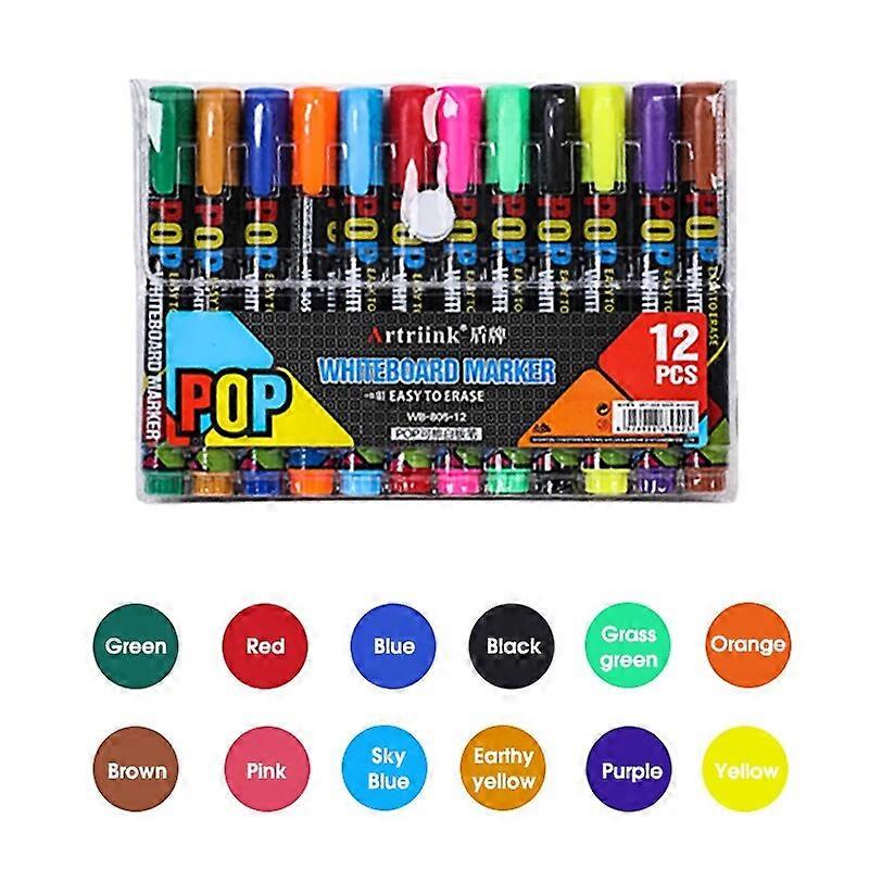 8/12 Colour POP Whiteboard Marker Set,Erasable, Refillable,Safety,Non-Toxic,High Capacity,Office,Conferencing,Educational Items