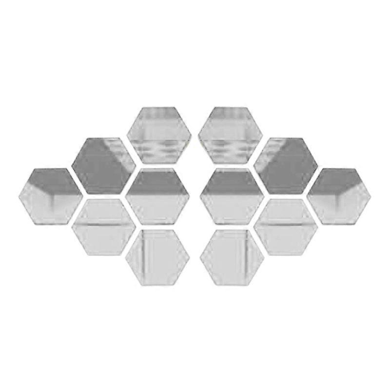 12Pcs Hexagonal Mirror Wall Sticker Background Removable Stereo Decal Home Decor JIKAIX