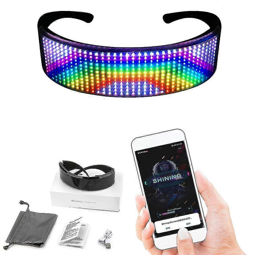 Customizable Led Bluetooth Glasses For Adult Flashing Display Diy Text Animation Dpm