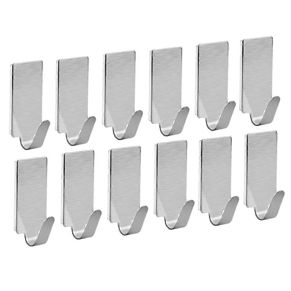 30pcs Stainless Steel Strong Sticky Hooks Traceless Door Back Hooks (Silver)