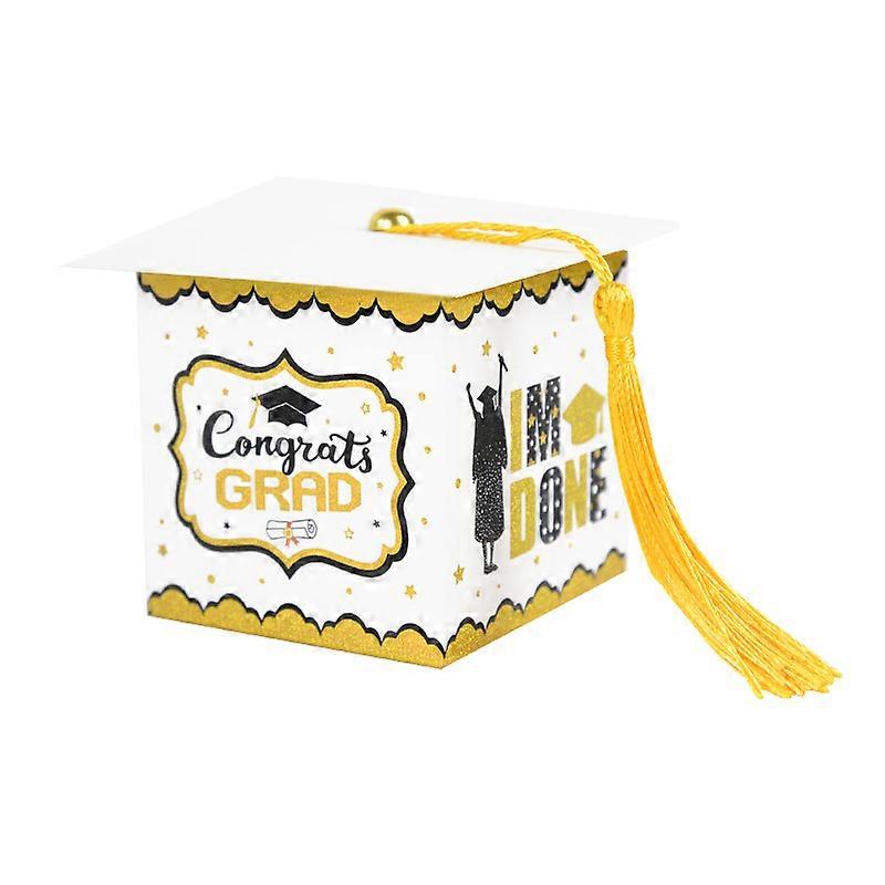 5/10 stuks Zwarte Afstuderen Feest Geschenkdoos Grad Hat Vorm Cookie Candy Doos Gefeliciteerd Afstuderen Feest Decoratie 2023